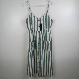 Lulu's Striped Button-Down Midi Dress